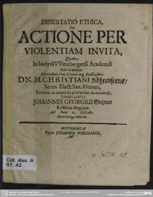 Dissertatio de actione per violentiam invita
