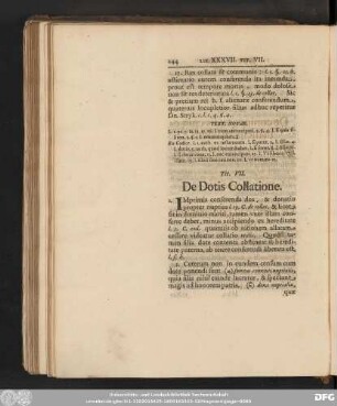 Tit. VII. De Dotis Collatione.