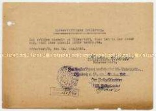 Eidesstattliche Erklärung zur NSDAP-Mitgliedschaft ("niemals aktiv betätigt") - Personenkonvolut