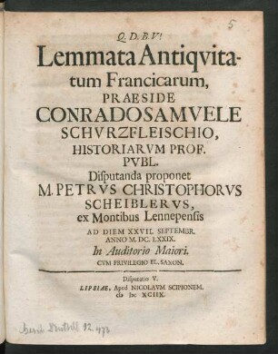 [Disputatio V.] Lemmata Antiquitatum Francicarum