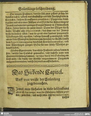 Das Siebende Capitel. Auff was weiße der Seuerling zugebrauchen