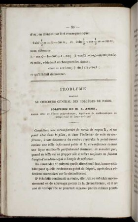 Problème proposé au concours général des colléges de paris.