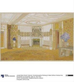 Giessen, Grossherzogliche Wohnung im Alten Schloss Wohnzimmer, Perspektive von Nordosten