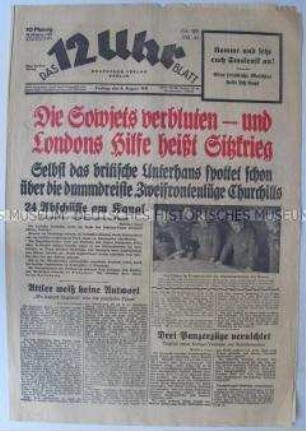 Berliner Tageszeitung "Das 12 Uhr Blatt" u.a. über die mangelnde Unterstützung Großbritanniens für die UdSSR