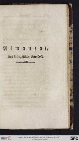 Almanzai, eine französische Anecdote