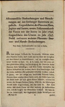 Sammlung astronomischer Abhandlungen, Beobachtungen und Nachrichten. 3, 3. 1797