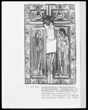 Evangeliar aus Sankt Ägidien (sog. Riddagshäuser Evangeliar), fol. 91 r: Kreuzigung Christi