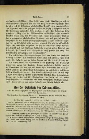 Aus der Geschichte des Lehrerurbildes : ueber die von Pädagogikern der Vergangenheit vom idealen Lehrer und Erzieher geforderten Eigenschaften ; Fortsetzung statt Schluß