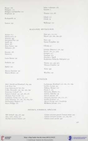 Allegorie, Mythologie; Künstler