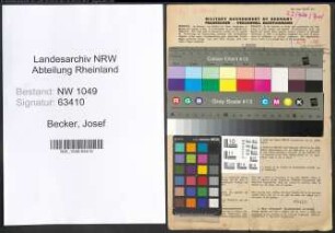 Entnazifizierung Josef Becker , geb. 12.09.1909 (Angestellter)