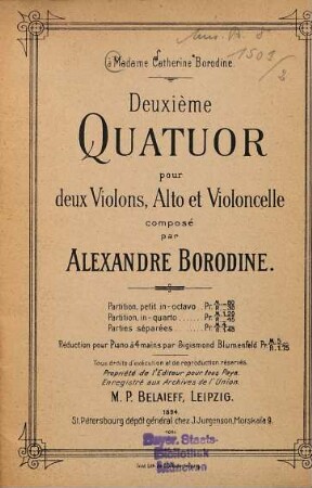 [Streichquartette] : für 2 Violinen, Bratsche u. Cello, 2. Quartett: 1894. - 38 S.