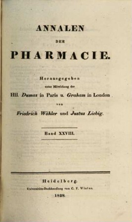 Annalen der Pharmacie. 28, 28. 1838
