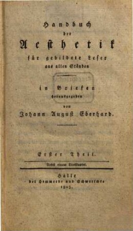 Handbuch der Aesthetik für gebildete Leser aus allen Ständen, 1