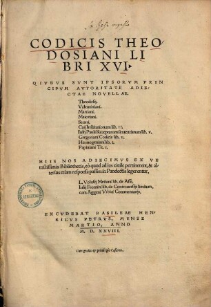 Codicis Theodosiani libri XVI.