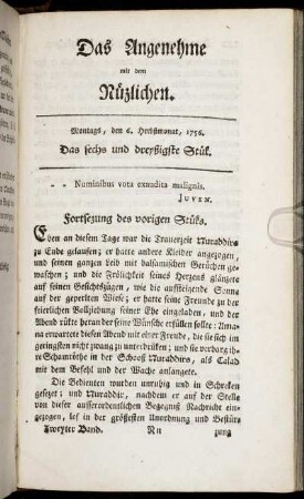 Das sechs und dreyßigste Stück. Montags, den 6. Herbstmonat, 1756.