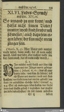XLVI. Liebes-Spruch, auß Luc. XIV, 26