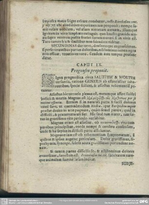 Caput IX. Prognosin proponit