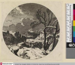 [Landschaft mit Baum und Wanderern]
