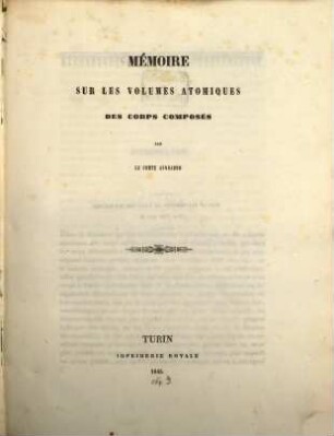 Memoire sur les volumes atomiques des corps composés