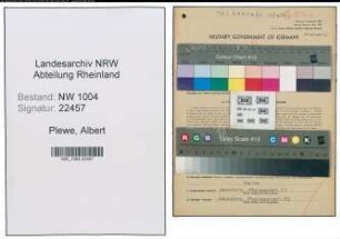 Entnazifizierung Albert Plewe , geb. 01.10.1908 (Verwalter)