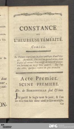Acte Premier: Scene Premiere.
