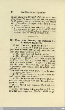 IV. Von dem Boden, in welchem die Pflanzen wachsen