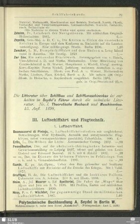 III. Luftschiffahrt und Flugtechnik