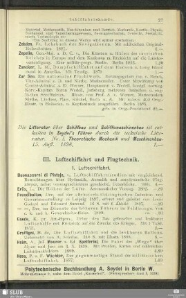 III. Luftschiffahrt und Flugtechnik