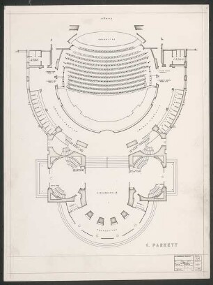 Stadttheater (auch: Opernhaus), Wuppertal Umbau: Grundriss 1. Parkett
