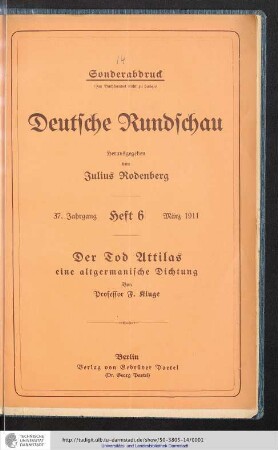 Der Tod Attilas : eine altgermanische Dichtung