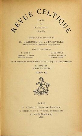 Revue celtique. 9. 1888
