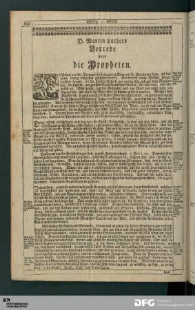 D. Martin Luthers Vorrede über die Propheten.