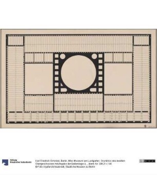Berlin. Altes Museum am Lustgarten. Grundriss des zweiten Obergeschosses mit Angabe der Balkenlage über dem Geschoss
