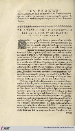De l’extension et restriction des medailles, et des marques pour les discerner