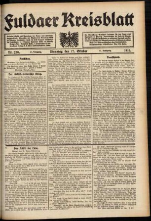 Ausgabe vom Dienstag, den 17. Oktober 1911.