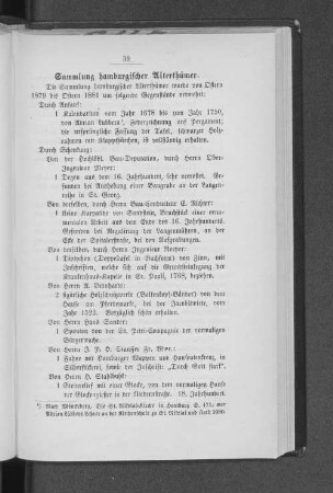 Sammlung hamburgischer Alterthümer.
