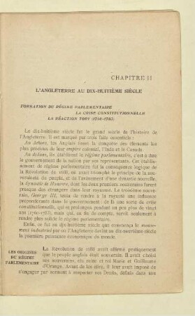 L'Angleterre au dix-huitième siècle