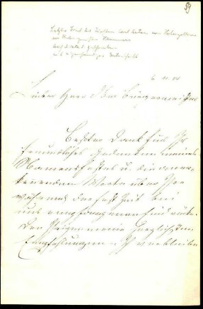 5-10-3-2.0000: Carl Anton, Fürst von Hohenzollern-Sigmaringen; diverse Schreiben ff.: Letzer Brief des Fürsten, nach Diktat geschrieben, mit eigenhändiger Unterschrift