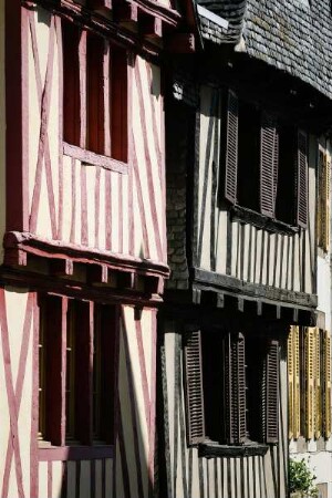Frankreich. Bretagne. Finistere. Morlaix. Alte Fachwerk Häuser. Detail