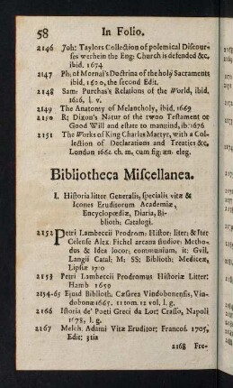 58-118, Bibliotheca Miscellanea