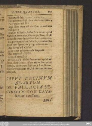Caput Decimum Quartum De Fallacia Secundum Non Caussam ut caussam.