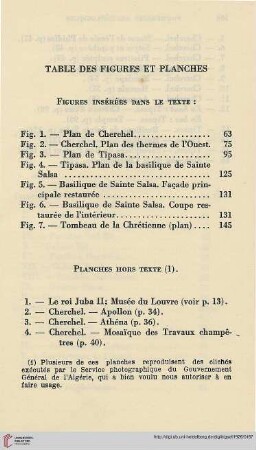 Table des figures et planches