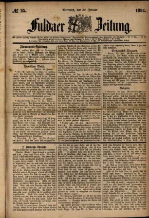 Ausgabe vom Mittwoch, den 30. Januar 1884.