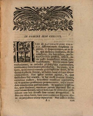 Dissertatio Philosophica De Satisfactione Vicaria