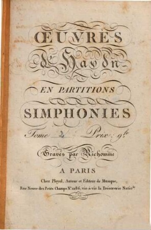 Oeuvres d'Haydn en partitions. [1],2. Simphonies. T. 2. Simphonie [Hob. I,104]. - 144 S.