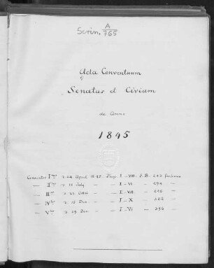 1845: Acta Conventuum Senatus et Civium de Anno 1845 : de anno ...