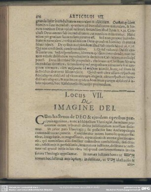 [Articulus] VII. De Imagine Dei