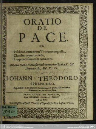 Oratio de Pace