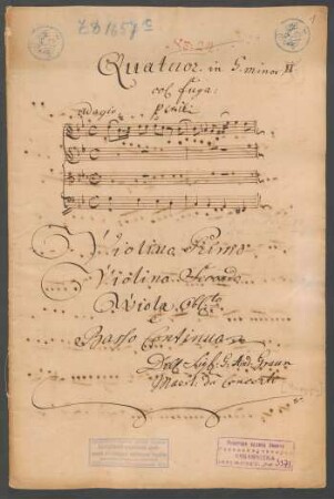 Quartette; strings, bc; g-Moll; GraunWV Av:XIV:10