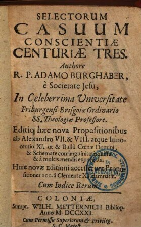 Selectorum Casuum Conscientiae Centuriae Tres